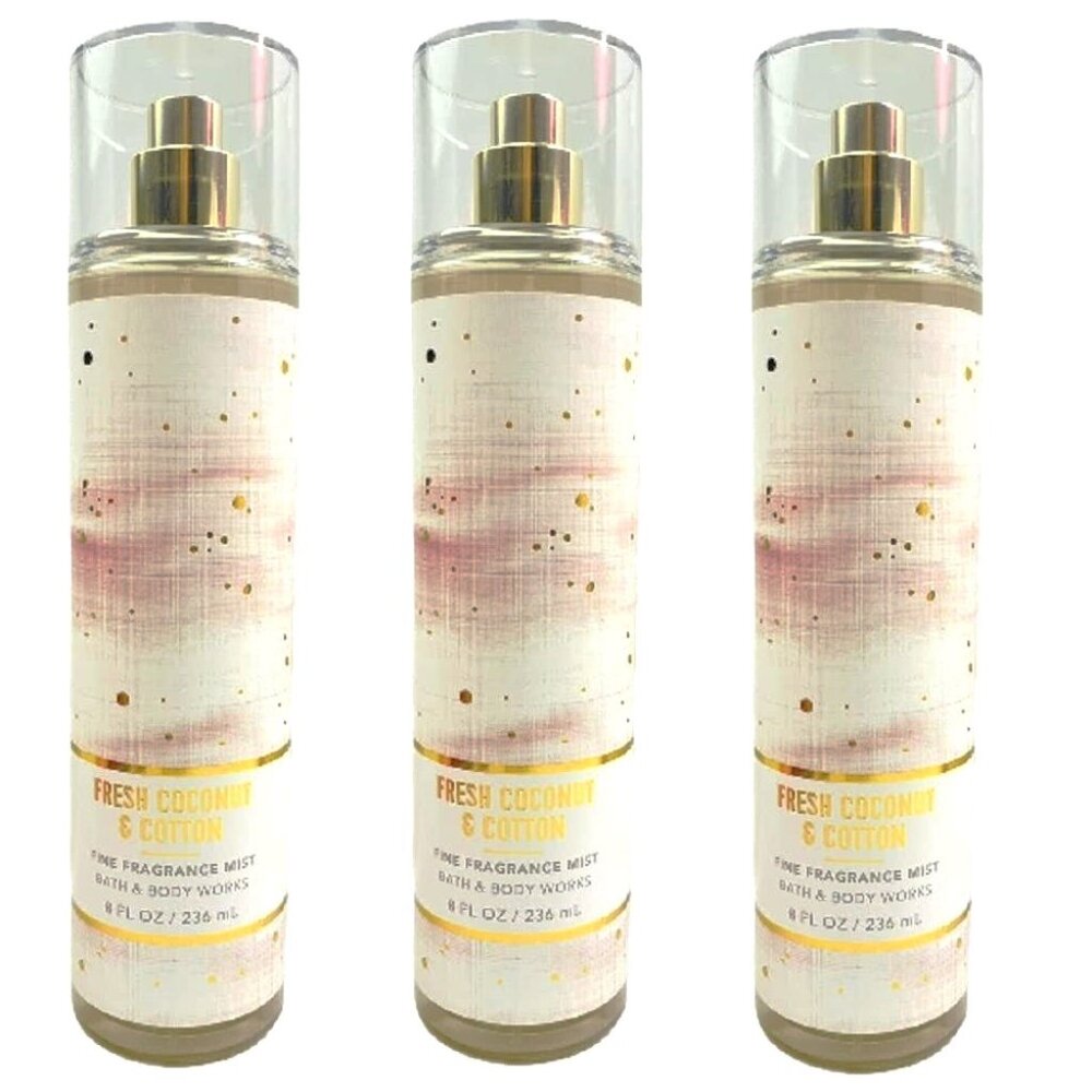 Bath & Body Works Fresh Coconut & Cotton Fine Fragrance Mist 3pc Set